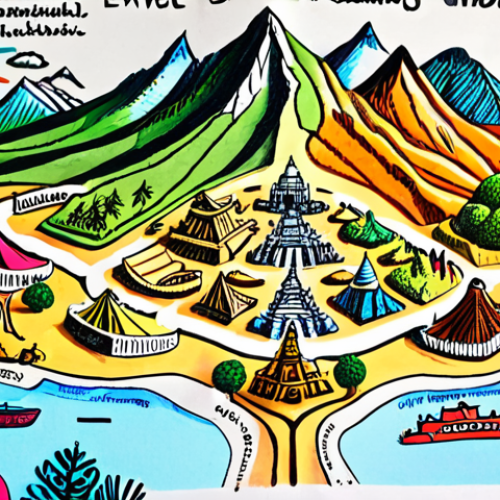 Home 18 ** A vibrant mind map on paper, using colorful pens, with the central topic being "Travel Planning." Sub-branches include "Mountains," "Beaches," "Temples," "Food," and "Accommodation." The style should be hand-drawn and dynamic, emphasizing the creative process.
**