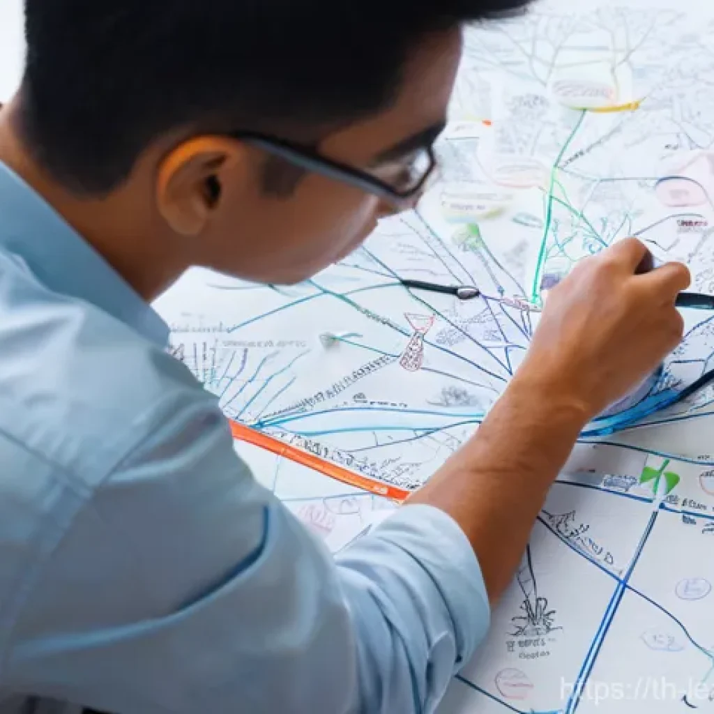 마인드맵으로 복잡한 개념 쉽게 이해하기 - **Prompt 1: Initial Mind Map Creation for Clarity**
    A bright, well-lit close-up shot of a person...