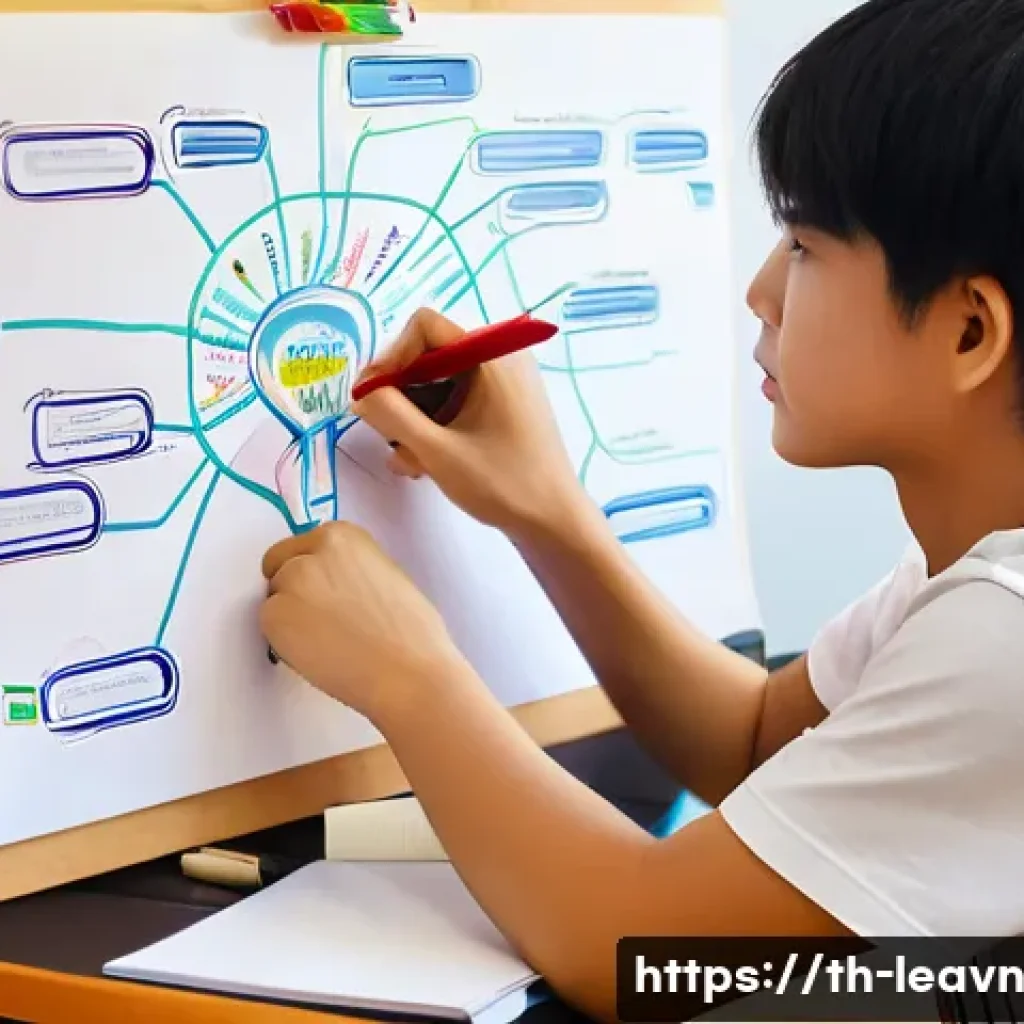 마인드맵을 통한 디지털 학습 전환 - **Prompt 1: Focused Mind Map Creation**
A young Thai university student, approximately 20 years ...