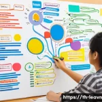 Home 22 마인드맵으로 정보 기억력 향상하기 - **Vibrant Student Mind Map Creation:**
"A bright, naturally lit indoor scene. A young Thai unive...