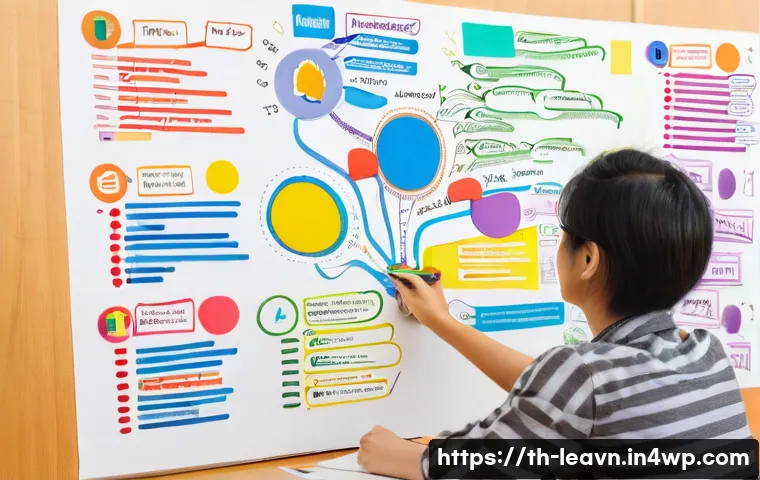 마인드맵으로 정보 기억력 향상하기 - **Vibrant Student Mind Map Creation:**
    "A bright, naturally lit indoor scene. A young Thai unive...