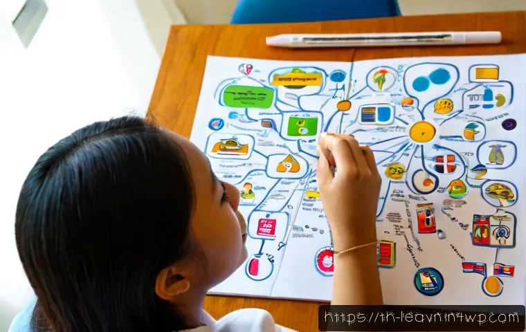 마인드맵을 활용한 진로 탐색 방법 - Photorealistic Thai university student exploring career options with a colorful hand-drawn mind map ...
